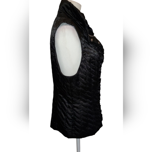 White House Black Market Women's Size Medium Quilted Black Puffer Vest - Picture 3 of 9